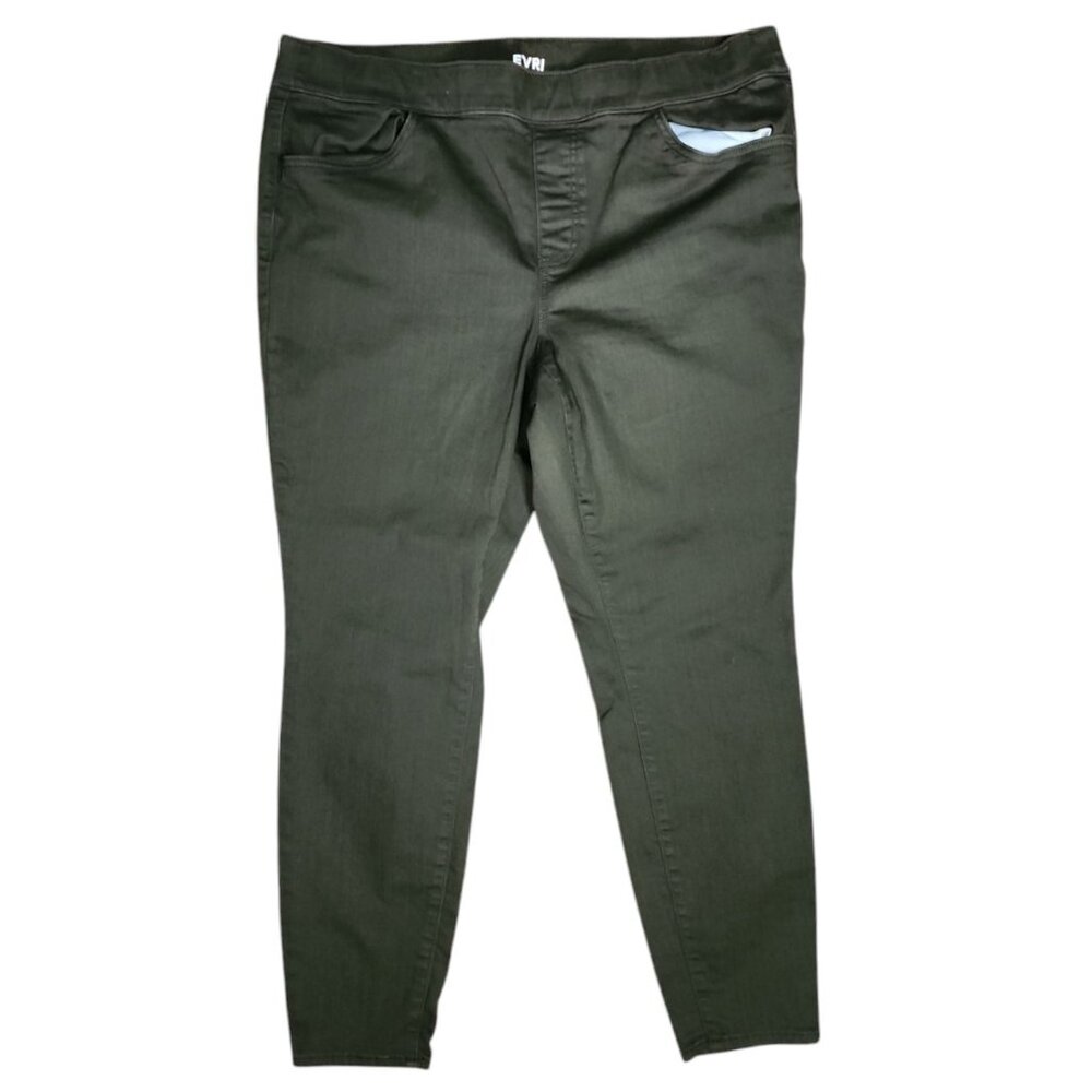 Evri Jegging Pants Jeans Womens Size 18W Solid All‎ Green Pull On with Pockets